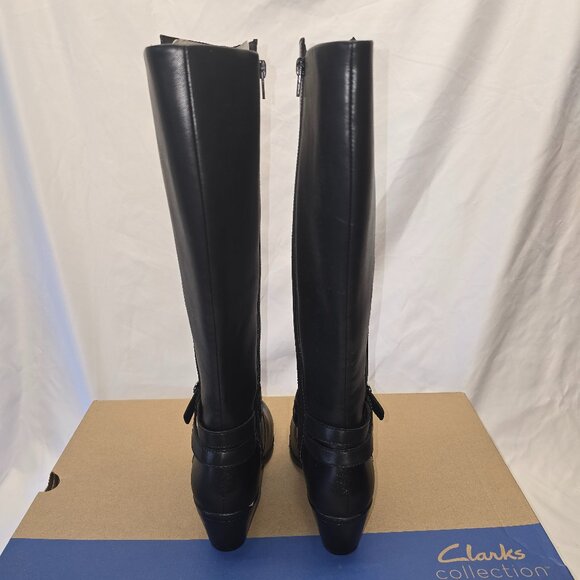 Clarks Emily 2 Dream Black Leather Knee High Boots, Women's Size 7.5M, NIB - Picture 3 of 8